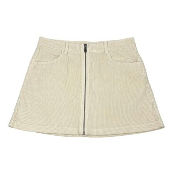NWT AMERICAN EAGLE Corduroy Super Hi-Rise A-line Mini Skirt 12 Cream - Picture 2 of 7